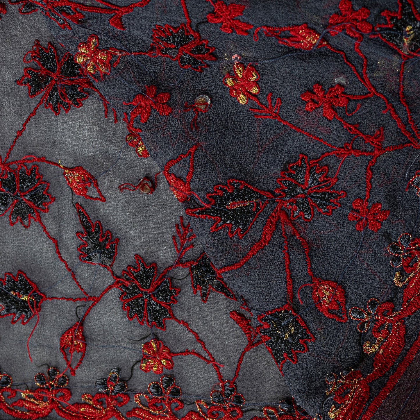 Sanskriti Vintage Red Pure Georgette Silk Dupatta Stole Embroidered Sequin Scarf