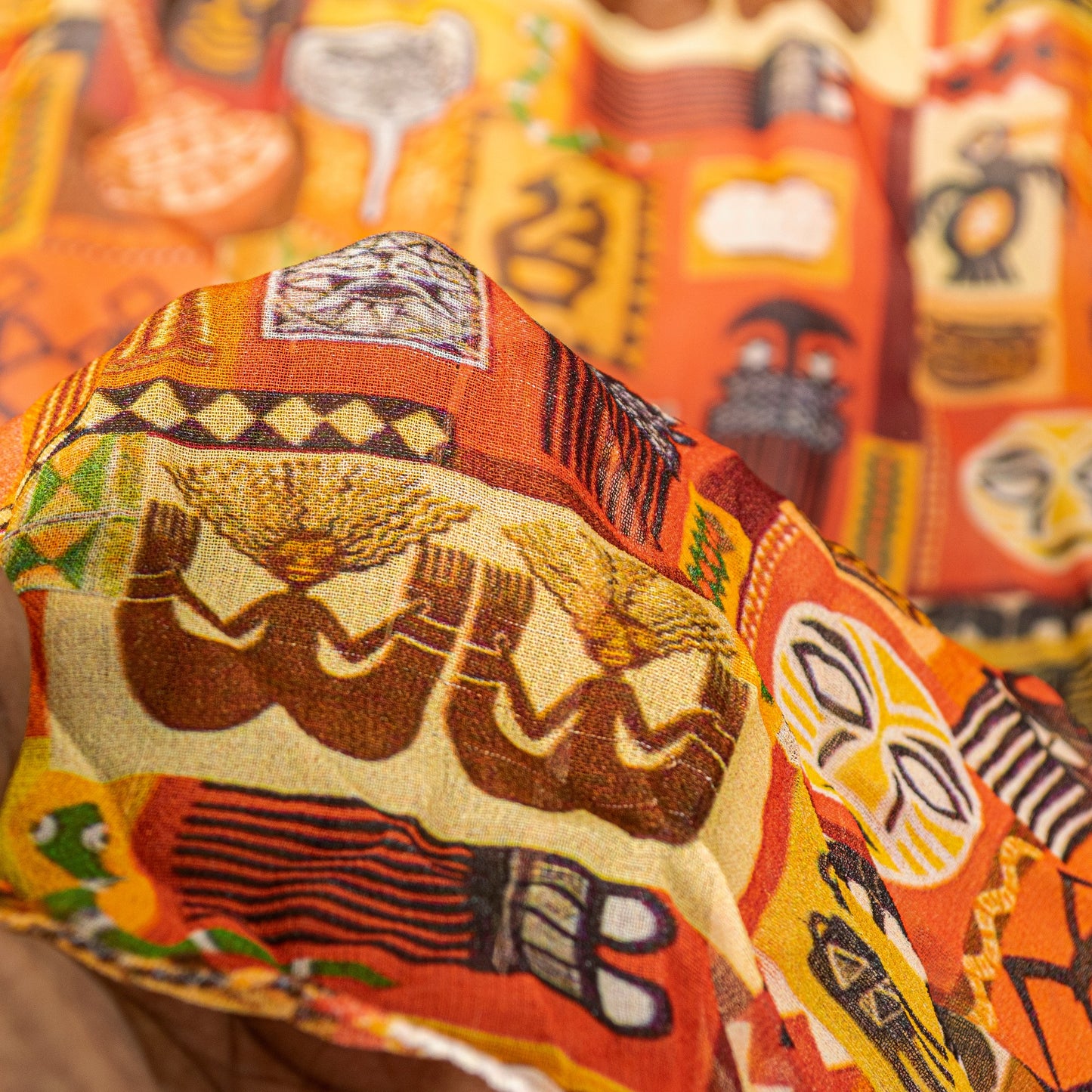 Sanskriti Vintage Orange Pure Georgette Dupatta Stole Digital Print Tribal Scarf