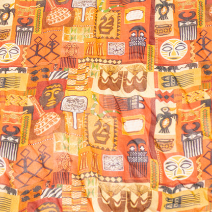 Sanskriti Vintage Orange Pure Georgette Dupatta Stole Digital Print Tribal Scarf