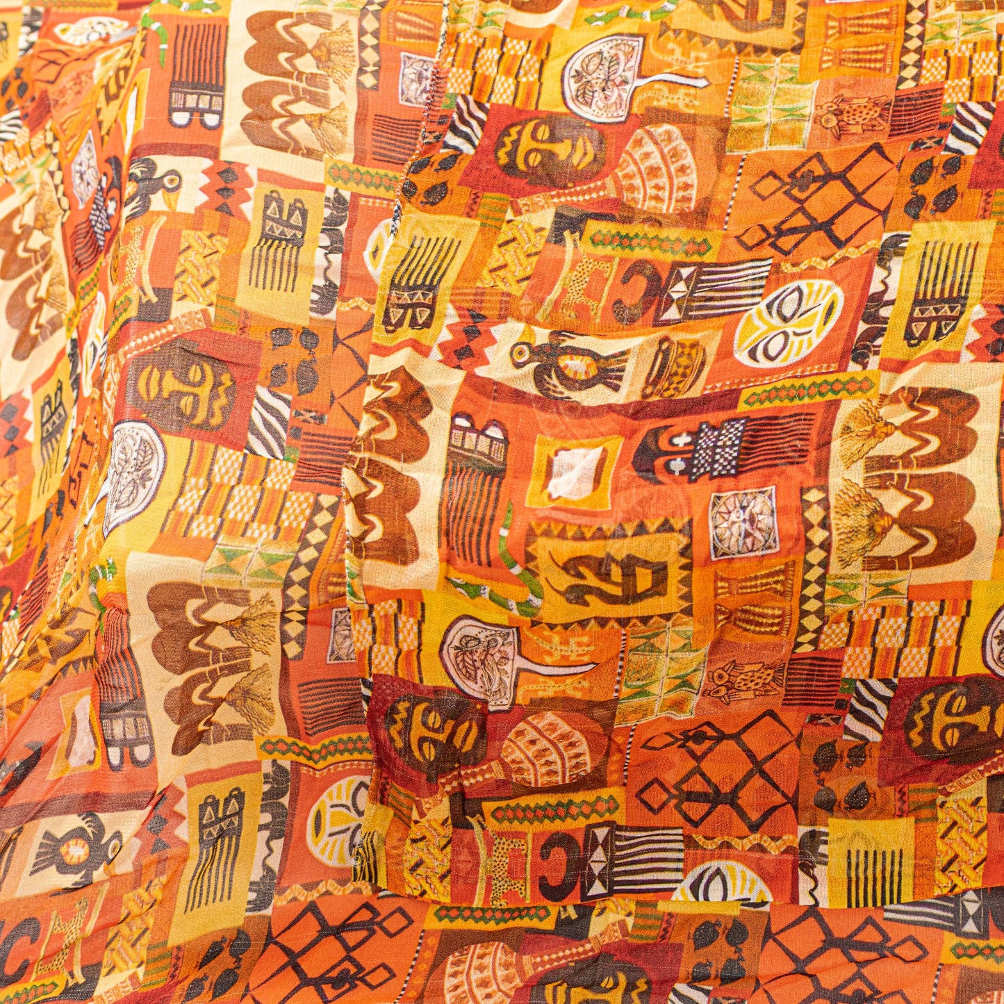 Sanskriti Vintage Orange Pure Georgette Dupatta Stole Digital Print Tribal Scarf