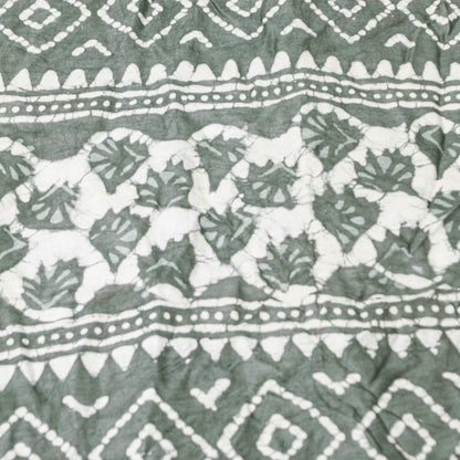 Sanskriti Vintage Gray Dupatta/Stole Cotton Silk BatiK Work Rajasthan Neck Veil