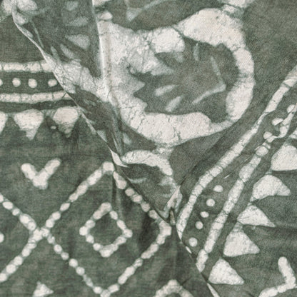 Sanskriti Vintage Gray Dupatta/Stole Cotton Silk BatiK Work Rajasthan Neck Veil