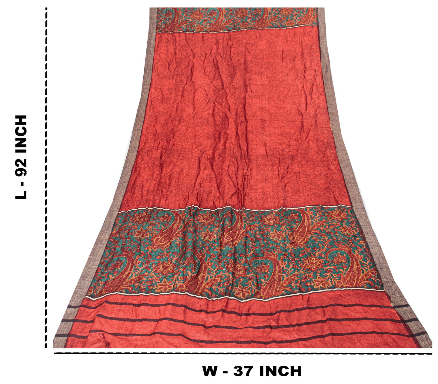 Sanskriti Vintage Red Soft Dupatta/Stole Pure Woolen Kashmir Kani Paisley Print