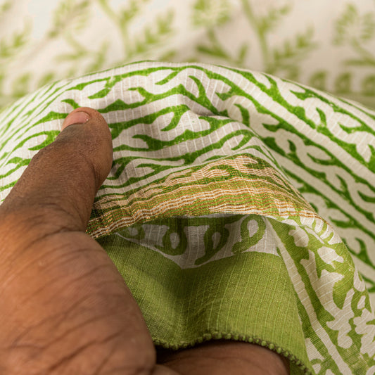 Sanskriti Vintage White Soft Dupatta/Stole Pure Cotton Sanganeri Handblock Print