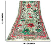 Sanskriti Vintage Green-Red Soft Velvet Dupatta Stole Floral Printed India Scarf
