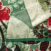 Sanskriti Vintage Green-Red Soft Velvet Dupatta Stole Floral Printed India Scarf