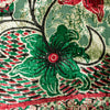 Sanskriti Vintage Green-Red Soft Velvet Dupatta Stole Floral Printed India Scarf