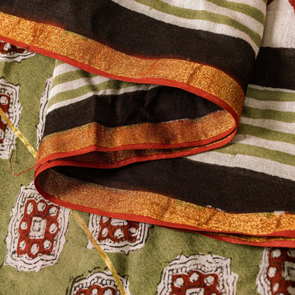 Sanskriti Vintage White Soft Dupatta/Stole Pure Cotton Hand Block Printed Scarf