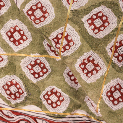 Sanskriti Vintage White Soft Dupatta/Stole Pure Cotton Hand Block Printed Scarf