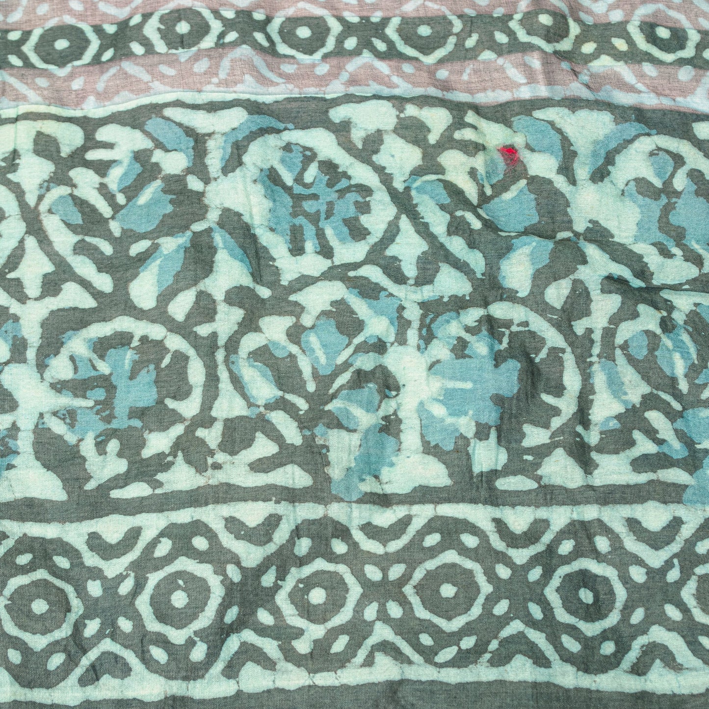 Sanskriti Vintage Green Rough Dupatta/Stole Cotton Silk Batik Work Rajasthan Vei