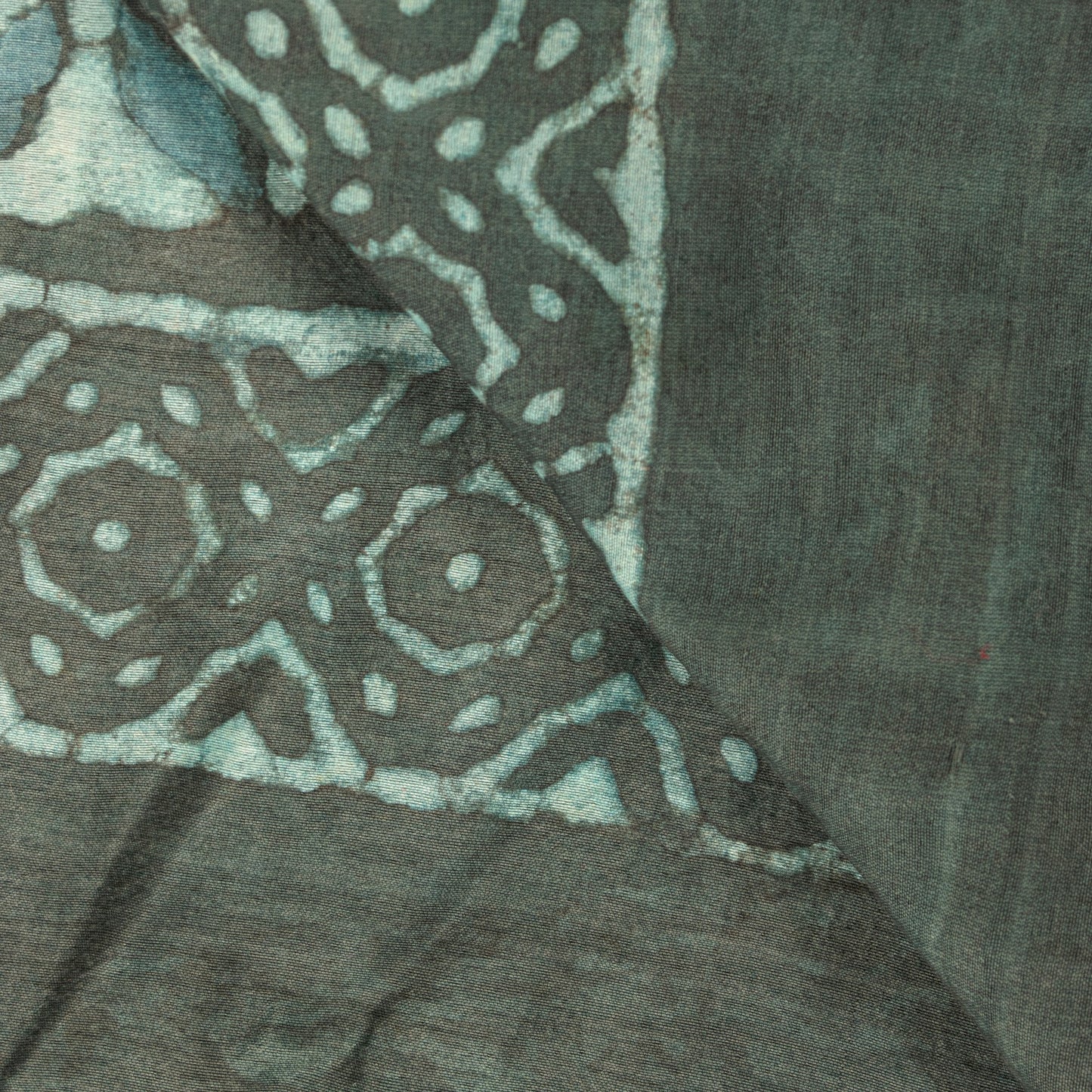 Sanskriti Vintage Green Rough Dupatta/Stole Cotton Silk Batik Work Rajasthan Vei