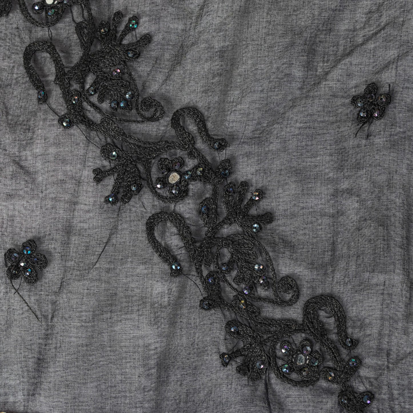 Sanskriti Vintage Black Pure Georgette Silk Dupatta Stole Embroidery Mirror Veil