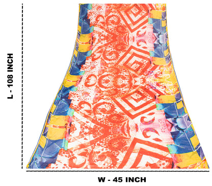 Sanskriti Vintage Red Georgette Dupatta Abstract Geometric Printed Stole Scarf