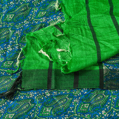 Sanskriti Vintage Green Dupatta/Stole Woolen Silk Kani Paisley Print KashmirVeil