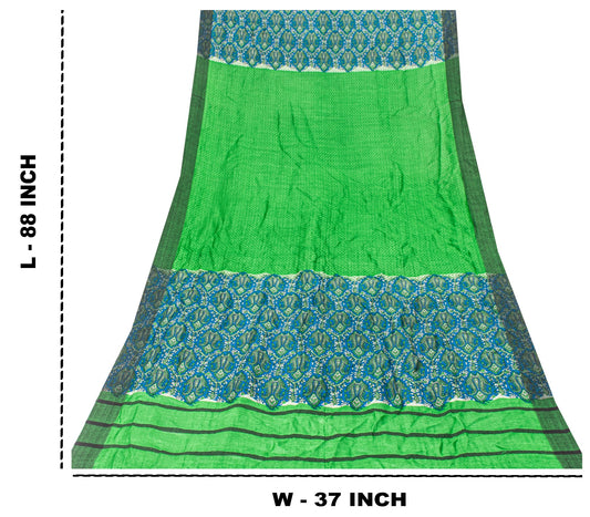 Sanskriti Vintage Green Dupatta/Stole Woolen Silk Kani Paisley Print KashmirVeil