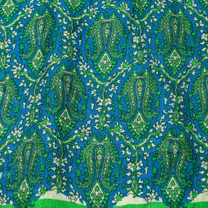 Sanskriti Vintage Green Dupatta/Stole Woolen Silk Kani Paisley Print KashmirVeil