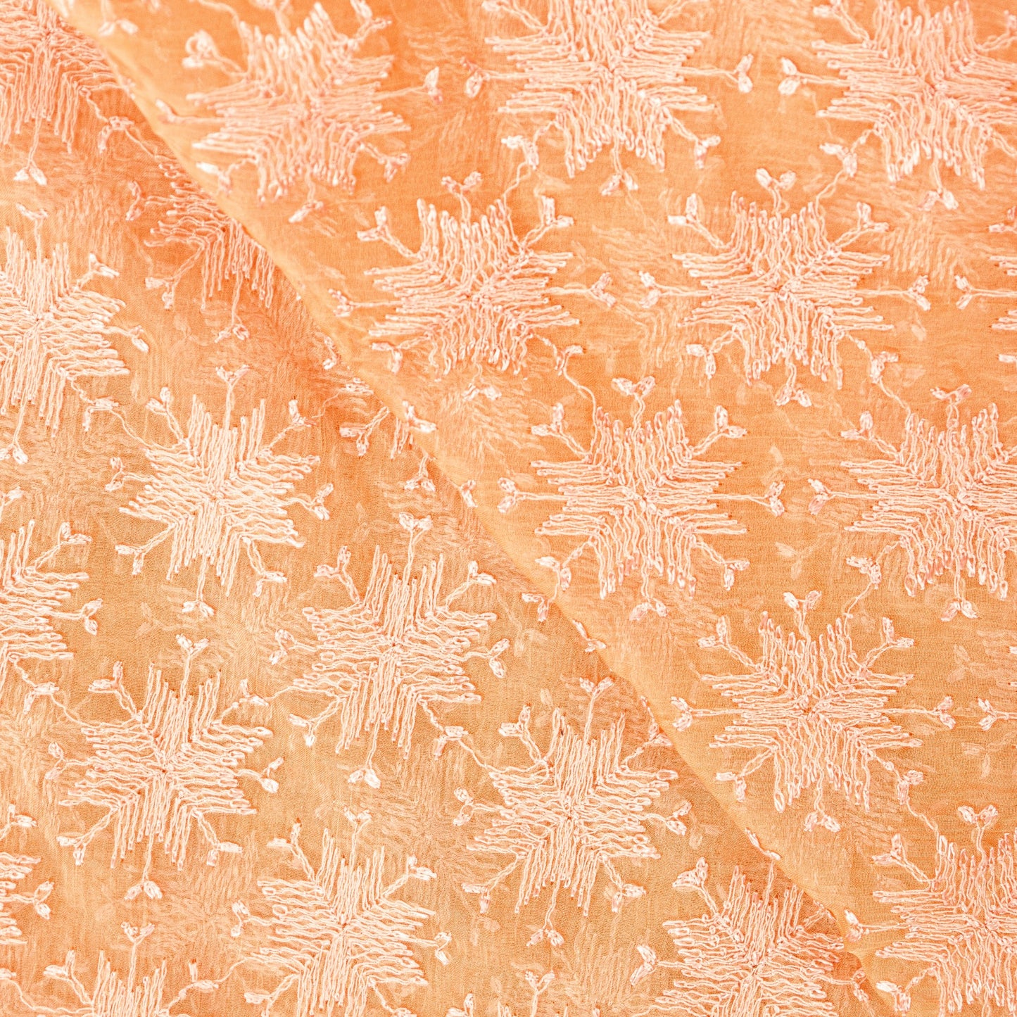Sanskriti Vintage Peach Soft Chiffon Dupatta Stole Embroidered Phulkari Scarf