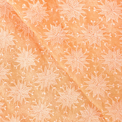 Sanskriti Vintage Peach Soft Chiffon Dupatta Stole Embroidered Phulkari Scarf