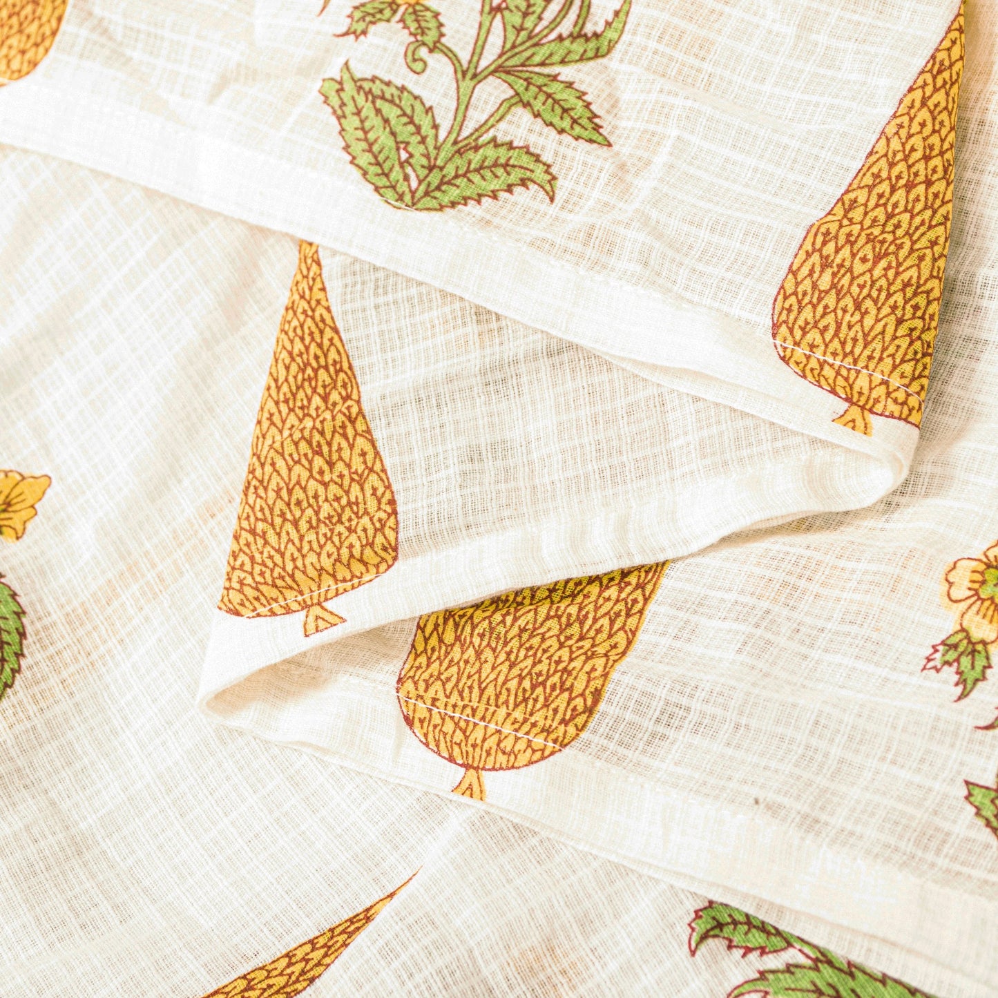 Sanskriti Vintage Yellow Soft Pure Cotton Dupatta Stole Hand Block Kota Leheria