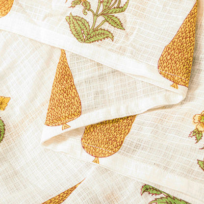 Sanskriti Vintage Yellow Soft Pure Cotton Dupatta Stole Hand Block Kota Leheria
