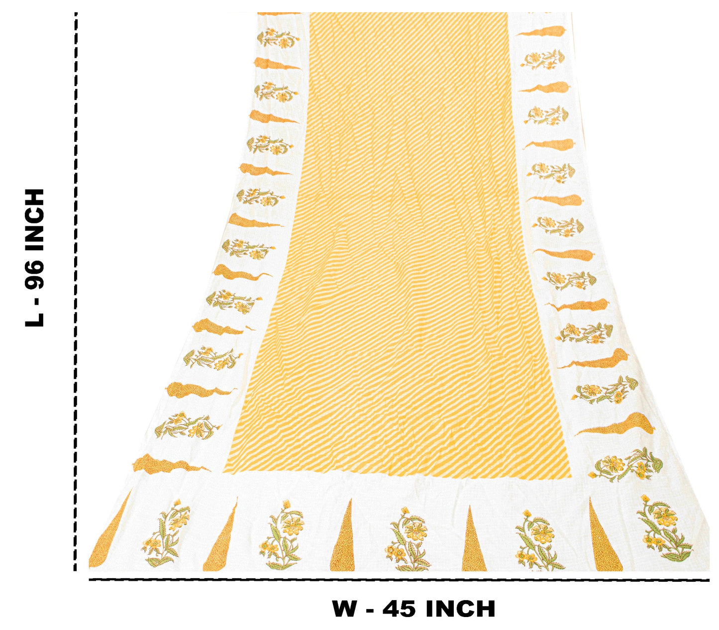 Sanskriti Vintage Yellow Soft Pure Cotton Dupatta Stole Hand Block Kota Leheria