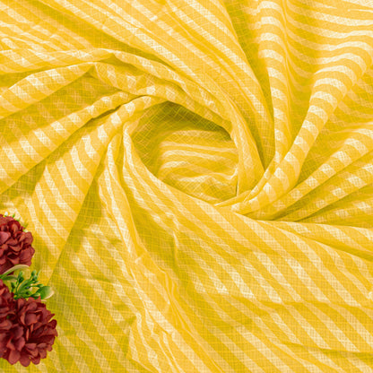 Sanskriti Vintage Yellow Soft Pure Cotton Dupatta Stole Hand Block Kota Leheria