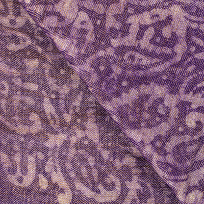Sanskriti Vintage Purple Soft Blend Woolen Dupatta Stole Batik Work PaisleyScarf