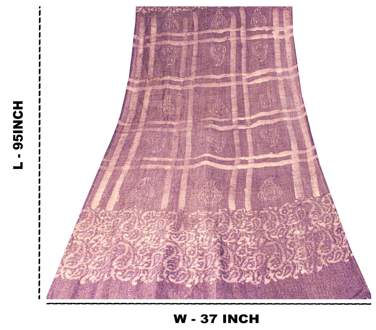 Sanskriti Vintage Purple Soft Blend Woolen Dupatta Stole Batik Work PaisleyScarf