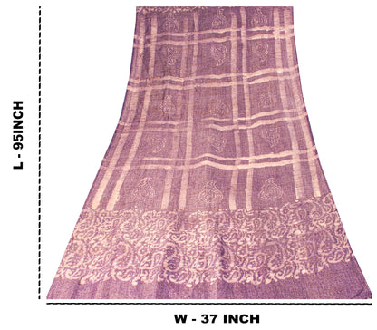 Sanskriti Vintage Purple Soft Blend Woolen Dupatta Stole Batik Work PaisleyScarf
