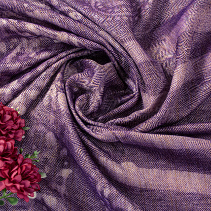 Sanskriti Vintage Purple Soft Blend Woolen Dupatta Stole Batik Work PaisleyScarf