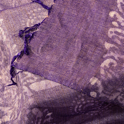 Sanskriti Vintage Purple Soft Blend Woolen Dupatta Stole Batik Work PaisleyScarf