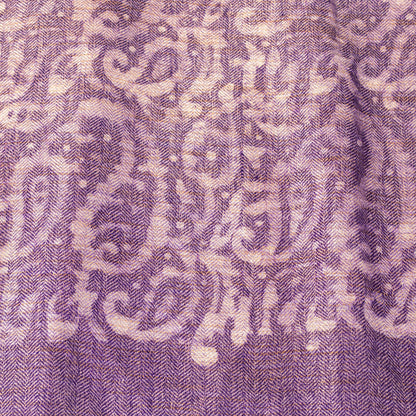 Sanskriti Vintage Purple Soft Blend Woolen Dupatta Stole Batik Work PaisleyScarf