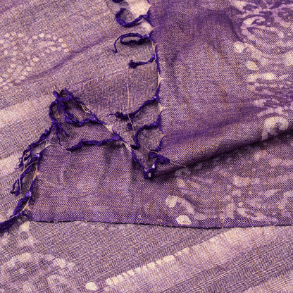 Sanskriti Vintage Purple Soft Blend Woolen Dupatta Stole Batik Work PaisleyScarf