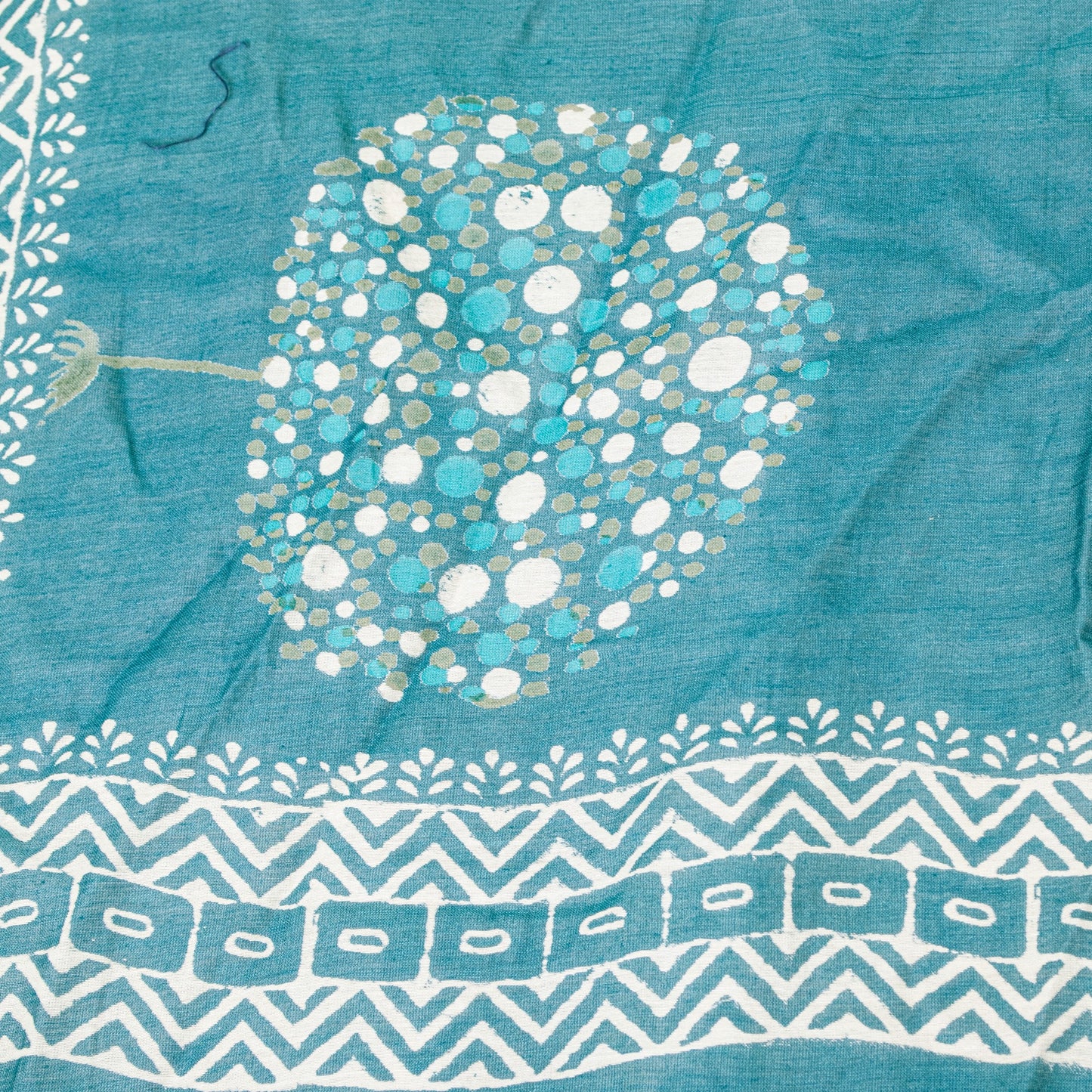 Sanskriti Vintage Blue Cotton Silk Dupatta Stole Hand Block Printed Bagru Scarf