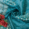 Sanskriti Vintage Blue Cotton Silk Dupatta Stole Hand Block Printed Bagru Scarf