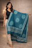 Sanskriti Vintage Blue Cotton Silk Dupatta Stole Hand Block Printed Bagru Scarf