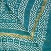 Sanskriti Vintage Blue Cotton Silk Dupatta Stole Hand Block Printed Bagru Scarf