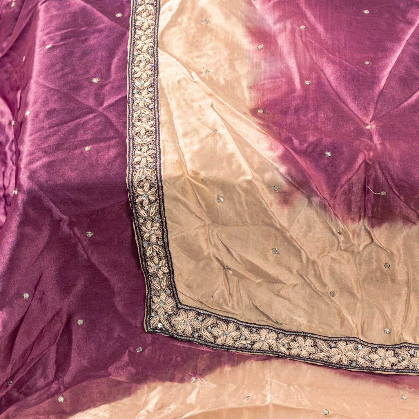 Sanskriti Vintage Magenta Pure Silk Dupatta Stole Hand Embroidered Zardozi Scarf