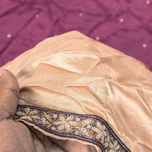 Sanskriti Vintage Magenta Pure Silk Dupatta Stole Hand Embroidered Zardozi Scarf