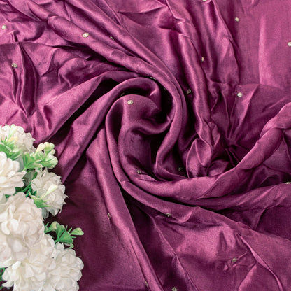 Sanskriti Vintage Magenta Pure Silk Dupatta Stole Hand Embroidered Zardozi Scarf