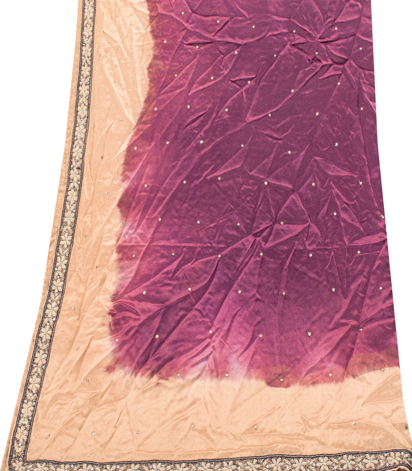 Sanskriti Vintage Magenta Pure Silk Dupatta Stole Hand Embroidered Zardozi Scarf