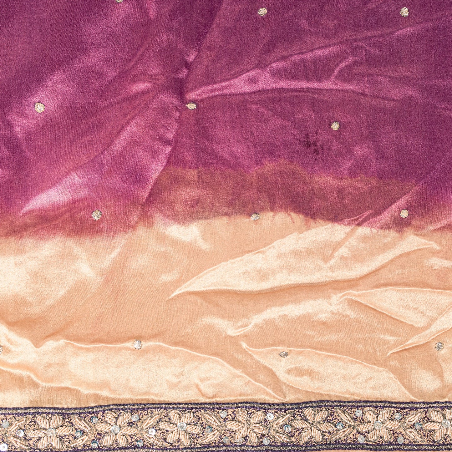 Sanskriti Vintage Magenta Pure Silk Dupatta Stole Hand Embroidered Zardozi Scarf