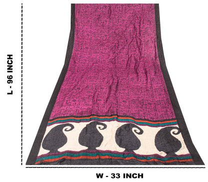 Sanskriti Vintage Purple Dupatta Stole Woolen Silk Warli Art Printed Woven Scarf