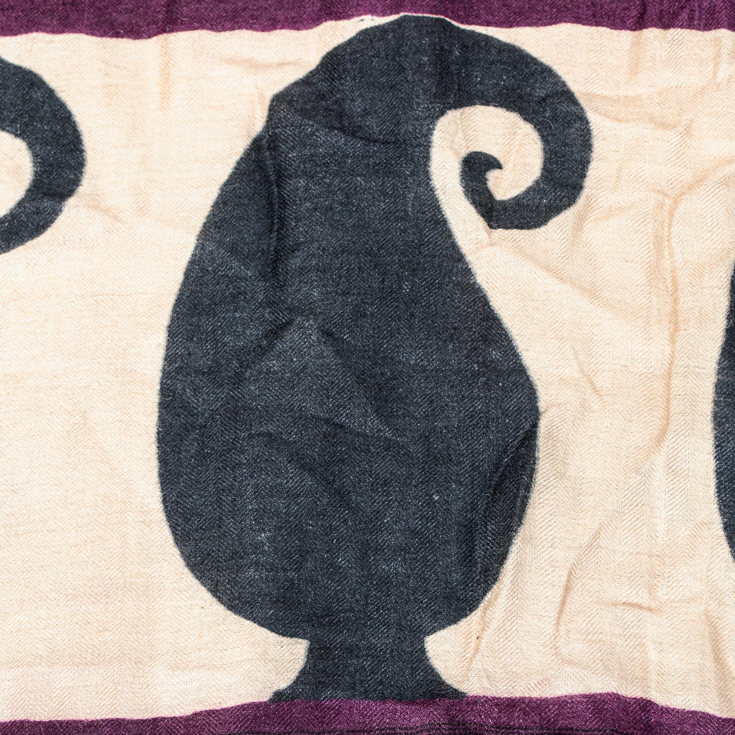 Sanskriti Vintage Purple Dupatta Stole Woolen Silk Warli Art Printed Woven Scarf