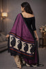 Sanskriti Vintage Purple Dupatta Stole Woolen Silk Warli Art Printed Woven Scarf