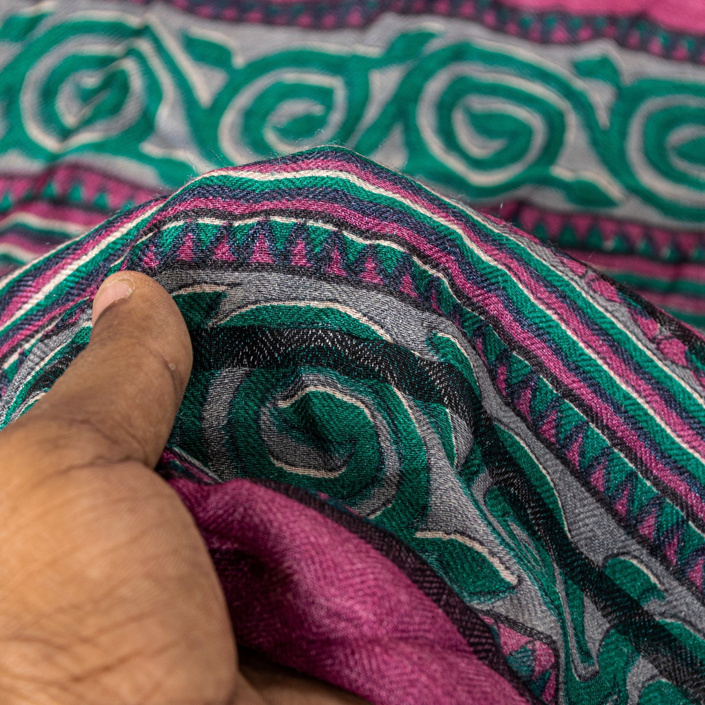 Sanskriti Vintage Soft Woolen Silk Magenta Dupatta Stole Floral Print Neck Scarf