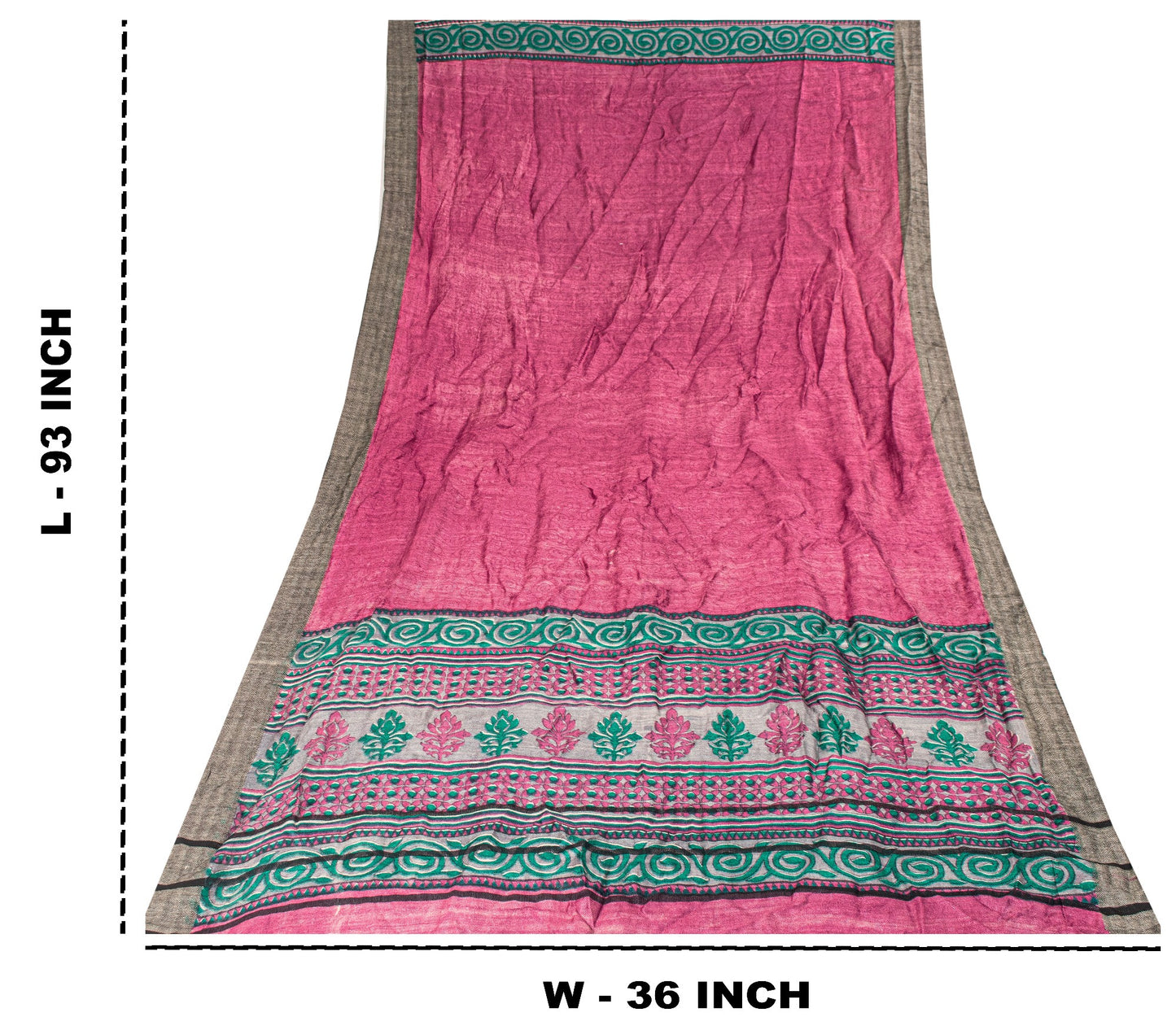 Sanskriti Vintage Soft Woolen Silk Magenta Dupatta Stole Floral Print Neck Scarf