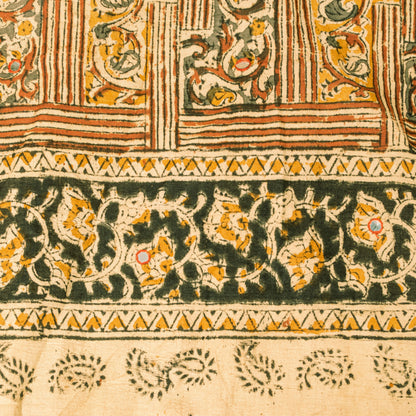 Sanskriti Vintage Orange Pure Cotton Dupatta Stole Hand Block Printed Mirror