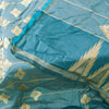 Sanskriti Vintage Blue Cotton Silk Dupatta Stole Tant Hand Woven Bengali Scarf