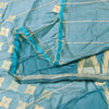 Sanskriti Vintage Blue Cotton Silk Dupatta Stole Tant Hand Woven Bengali Scarf